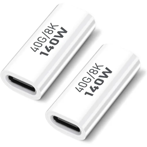 타입C 암-암 커플러 USB4.0 고속 연결잭 40Gbps 140W 고속충전 OTG 지원 iPhone15 PC 노트북 태블릿 스마트폰 등 모든 타입C 기기 호환, 2개, USB-C 암암 젠더