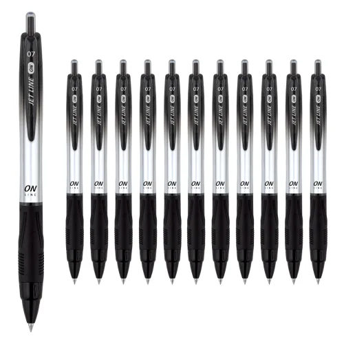 자바펜 제트라인 온 볼펜 0.7mm, 검정, 12개