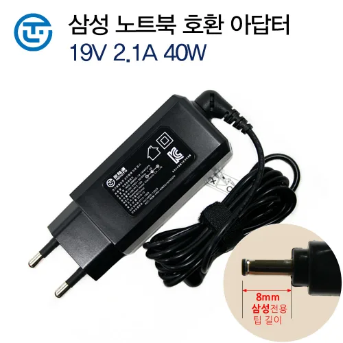 삼성전자 삼성 노트북 아답터 19V 2.1A 40W 외경3.0mm 충전기 어댑터, 삼성 호환 아답터 40W, 1개