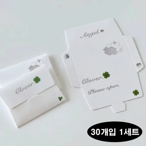 치트몰 네잎클로버 행운 선물 카드, 30개, 화이트