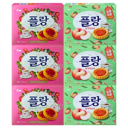청우식품 플랑 딸기 160g x 3개 + 플랑 납작복숭아 160g x 3개