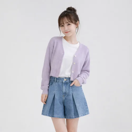로시앤로우 주니어, 아동용 A라인 밴딩 데님 치마바지