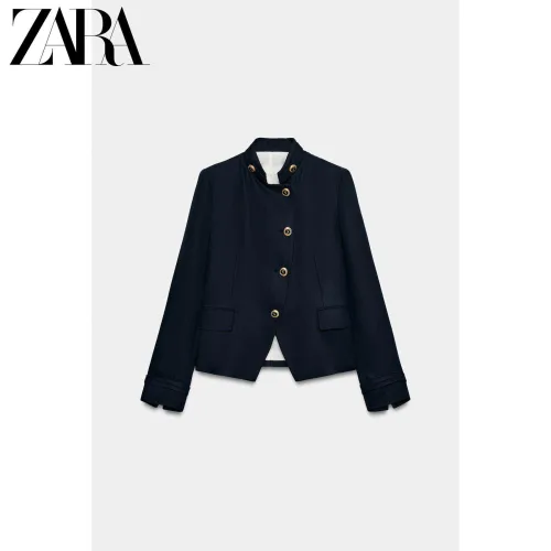 ZARA 자라 여성 긴팔 차이나 골드 버튼 슬림 정장 코트 2730564 401