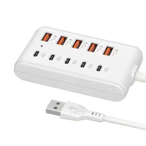 고속 충전 멀티 포트 충전 10 in 1 전원 데스크탑 충전 스테이션(5개의 USB 포트 및 5개의 Type C 포트 전기)