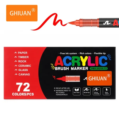GHIUAN 아크릴 안료 직액식 단일 헤드 마크 펜, 1개, 72개