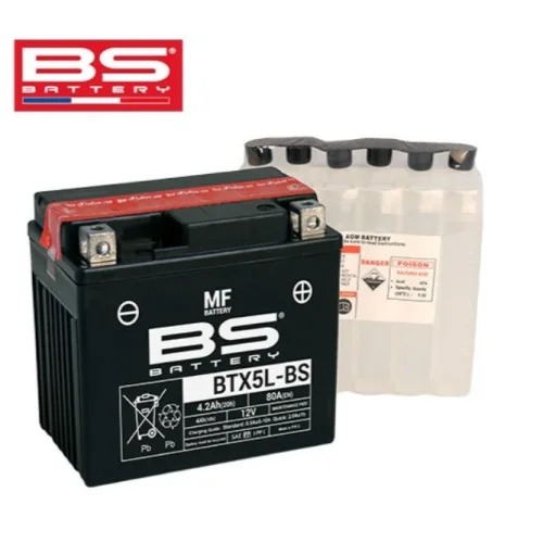BS배터리 BTX5L-BS 12V 4.2Ah (유아사 YTX5L-BS) 위즈, 아우라, 커브100, 플림100 등, 1개, BTX5L-BS