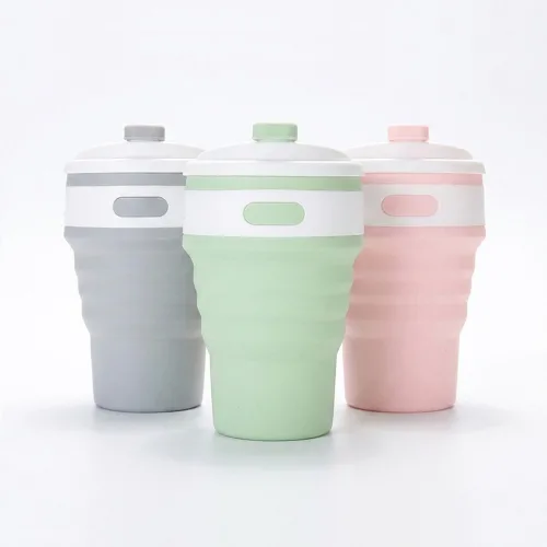 쏙접이 휴대용 접이식 실리콘 텀블러 350ml 커피숍 포켓 여행용 캠핑 단품, 스카이핑크_350ml