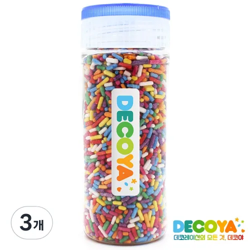 데코야 레인보우 막대 스프링클 XL 간편용기 (데코/제과제빵/스프링클), 3개, 85g