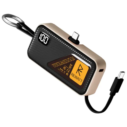 리와트 도킹형 보조배터리 20W 듀얼 고속충전 디스플레이 C타입 일체형 MP-5D, 블랙, MP-5D