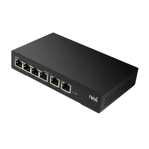 넥시 6포트 스위칭허브 초고속 2.5G 4포트 + 10G 2포트 스위치 인터넷 분배기 메탈 10기가 RJ45, 1개, NX-S25G1006-N