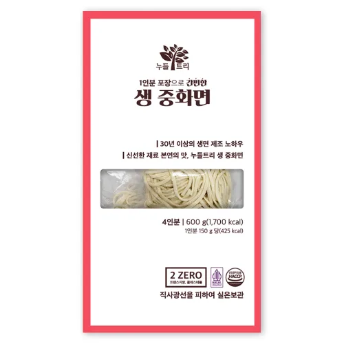 1인분 포장으로 간편한 누들트리 생 중화면 4인분, 4개, 150g