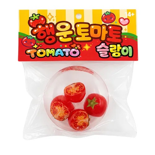 행운 토마토 슬랑이 말랑이 만지작 스퀴시, 1개, 투명