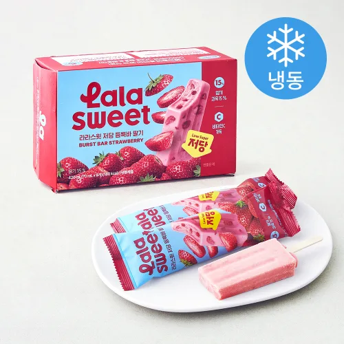 라라스윗 저당 딸기 듬뿍바 아이스크림 (냉동), 1개, 6개입, 70ml