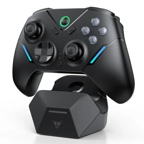 JAMJAKE 무선 게임패드 JXPro 컨트롤러 홀센서 PC 스위치 모바일 호환 저지연 조이스틱, 1개, JXPro-블랙(충전 도크 포함)
