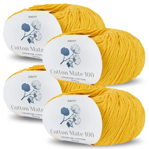 니뜨 코튼메이트 100 뜨개실 50g, 31 딥옐로우, 4개