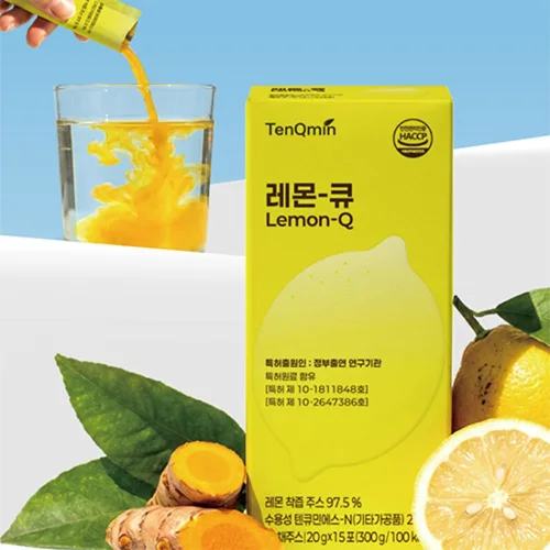 레몬큐 유기농 레몬즙 100% 레몬원액 텐큐민 커큐민 레몬스틱 20g 15포, 7박스, 300g