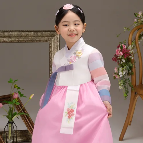 더예한복 316 단비색동 여아한복