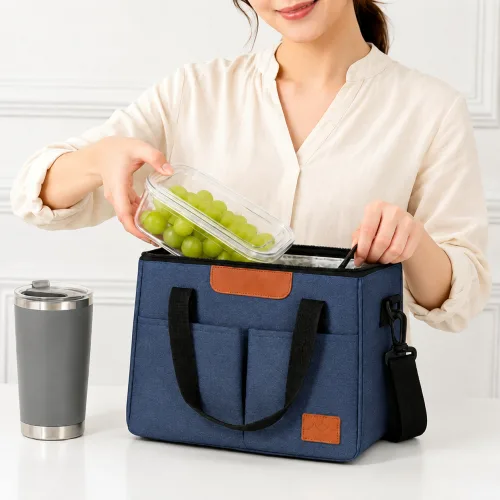 주로아 보냉가방 도시락가방 런치백 직장인 보온 보냉, 딥 네이비, 1개