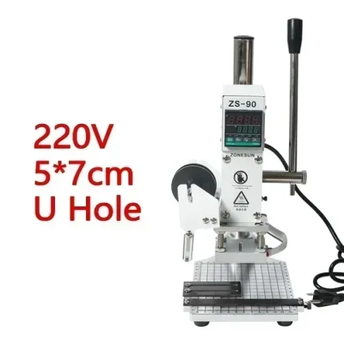 ZONESUN ZS-90 수동 PVC 핫 포일 스탬핑 브론징 엠보싱 브랜딩 프레스 기계 로고 도구