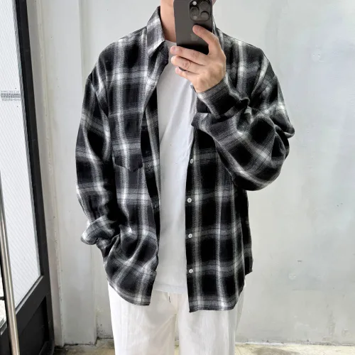 라운지21 남자 빅사이즈 데일리 타탄 체크셔츠