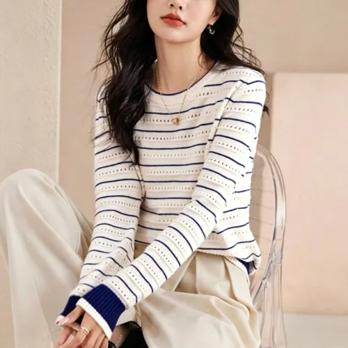 COSYEVNO 여성 가을 니트 라운드 캐주얼 데일리 긴팔 상의 TZKzzs-11