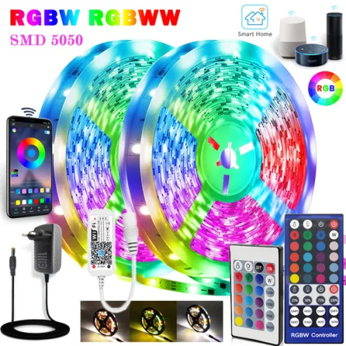 LED 스트립 조명 RGBW RGB 5050 와이파이 알렉사 제어 방수 리본 램프 테이프 루시 룸 장식 60LEDs/m