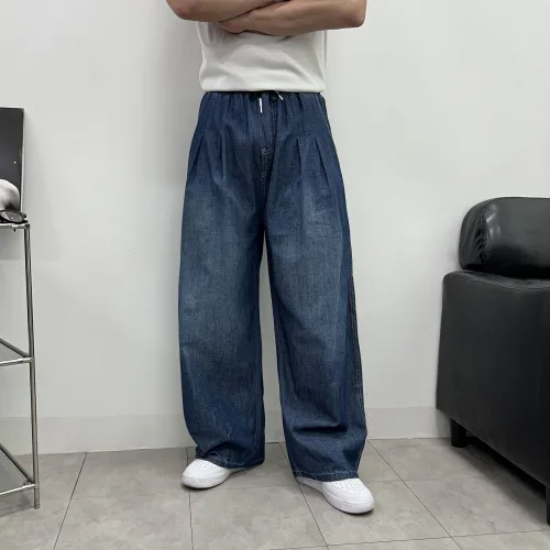 썸머 린넨 핀턱 벌룬 데님 팬츠 쿨링 투턱 커브드 와이드 청바지 진청 연청 통청바지 시원한