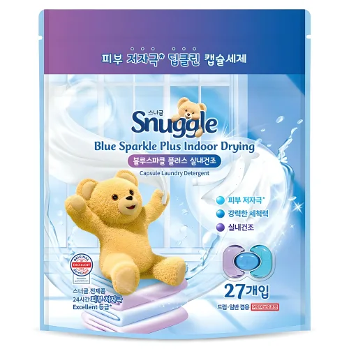 스너글 캡슐 세탁세제 블루스파클 플러스 실내건조 410.4g, 27개입, 1개