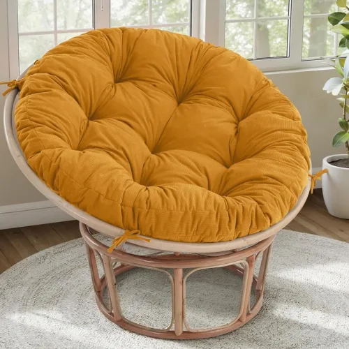 IDEE-HOME PAPASAN 의자 쿠션, 원형 파파산 48인치), 커버 121.9 코듀로이 없음), 포함(의자 그릇 그레 라이트 X 121.9CM(48 의자용,