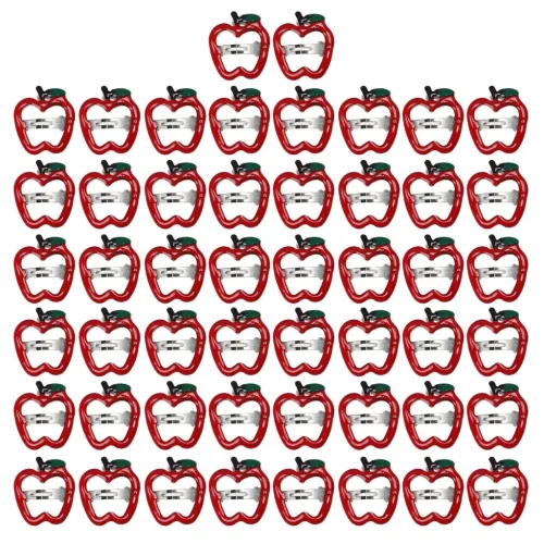 50개입 작은 귀여운 과일 모양 메탈 스냅 헤어클립, 달콤한 헤어 액세서리