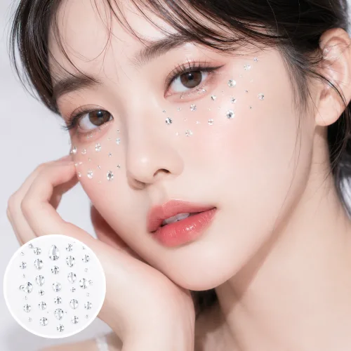 위드스타 페이스 반짝이 스티커 보석 큐빅스티커 3개입, 1세트, 크리스탈