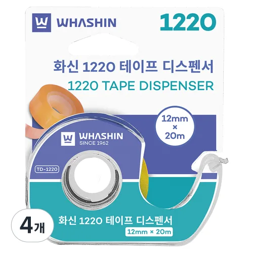 화신 1220 테이프 디스펜서 12mm x 20m, 투명, 4개