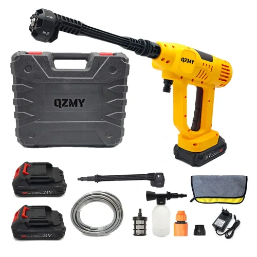 [QZMY] 무선 21V 고압세척기 초강력 휴대용 고압 세차기 2000mAh 배터리 물분사량 1분 7L 수압 크기 조절 세차 세트, 1세트