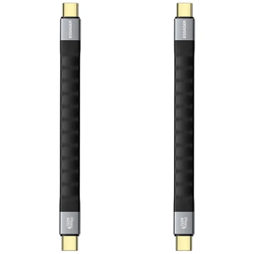 Essager E-Maker칩 C타입-C타입 USB4.0 8K@60Hz 썬더볼트4 호환 PD3.1 240W 40Gbps 초고속 미니 충전 케이블 13cm 휴대 케이블 여행용 외출용, 125mm, 2개