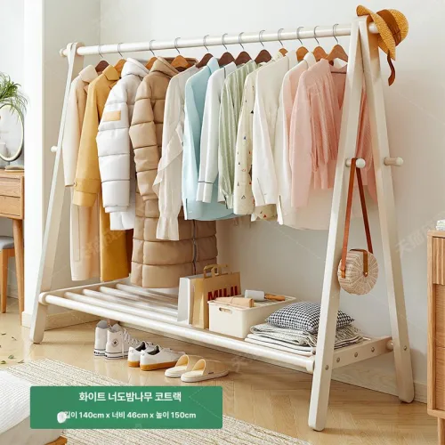 원목 행거 코트랙 목재 가구 벽 튼튼한 나무 옷걸이 고급 북유럽 랙 인테리어 원룸 코너