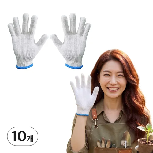 다온홈 작은 손 여성 전용 쫀쫀한 면장갑 목장갑, 10개, 화이트