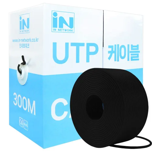 인네트워크 CAT.5E UTP 제작용 랜케이블 300M 박스형 블랙 IN-5UTP300MBKEC, 블랙, 1개, 300m
