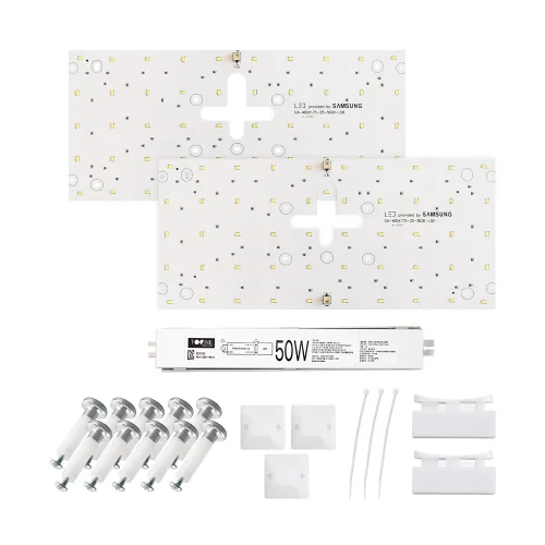 투원라이팅 가정용 삼성 칩 LED 조명 모듈 등 교체 세트 사각 방등 400mmX175mm(2장) 50W, 주백색, 1세트