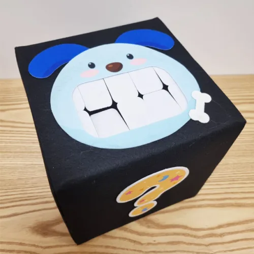 강아지 궁금이 상자 재료모음(20cm 정육면체 인쇄펠트), 1세트, 강아지