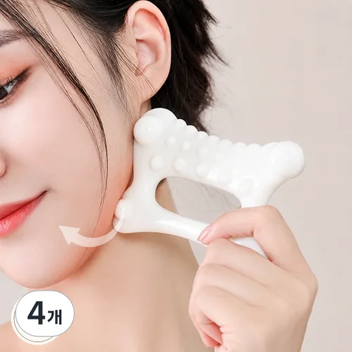 융풍 페이스 바디 괄사 마사지기 돌기형 얼굴 목 어깨 홈케어 마사지 도구, 화이트, 4개