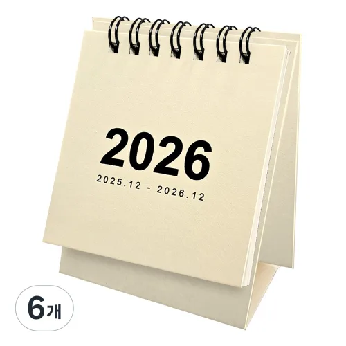2026년 책상 탁상 달력 데스크 스탠딩 캘린더 연휴표시, 6개, 아이보리