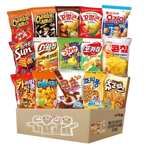 봉지과자 단짠세트 3호, 1박스, 15종