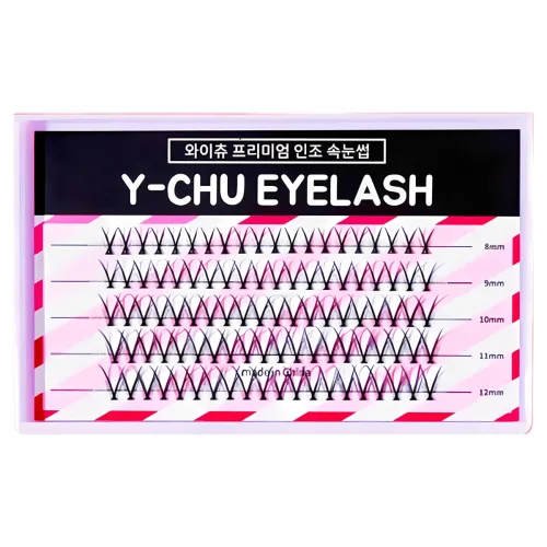 와이츄 프리미엄 가닥 속눈썹 혼합 8~12mm B-4-1 100p 세트, 블랙, 1개