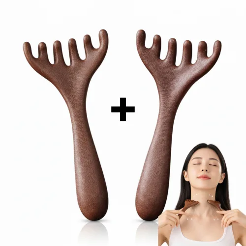 레인지샵 두피 피부 괄사 마사지빗 1+1, 딥 브라운, 2개