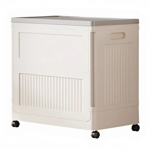 폴딩 리빙박스 대용량 접이식 수납함 바퀴 달린 옷 이불 정리함, 그레이, 1개