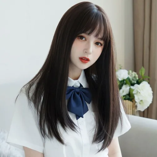 로미홀리 여성 긴머리 가발 (가발망포함) SH470, 1개, 다크브라운