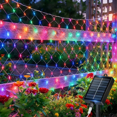 KELAKE 태양광 그물형 led 줄조명 LED 트리등 정원장식트리등 리모컨 포함, 다색Color