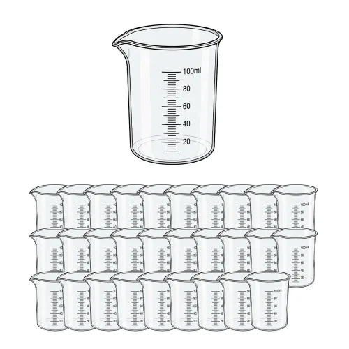 미니 비커 100ml 30개 플라스틱 눈금 비이커 계량컵