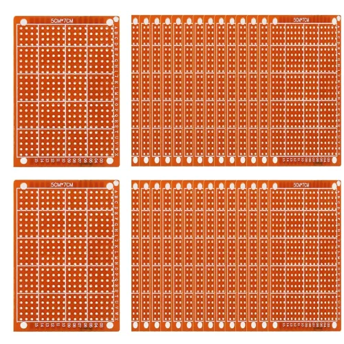 단면 PCB 기판 범용 회로 기판 DIY 전자 제작용 프로토보드, 30개, 5x7cm