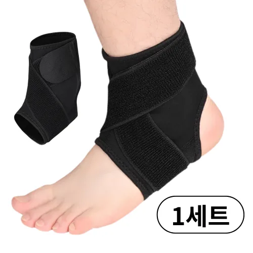루노스 고탄력 서포트 테이핑 발목 보호대, 블랙, 2개